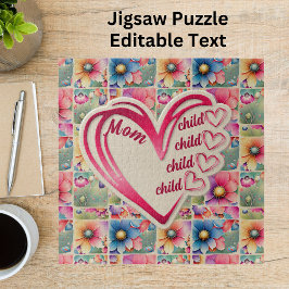 Puzzle Nombre Personalizado Mamá Niños Florales Por Toda 