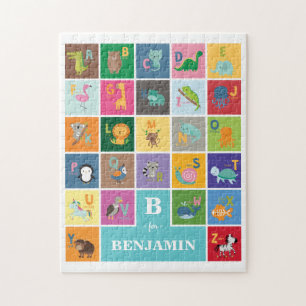 Puzzle Nombre personalizado monograma animal personalizad