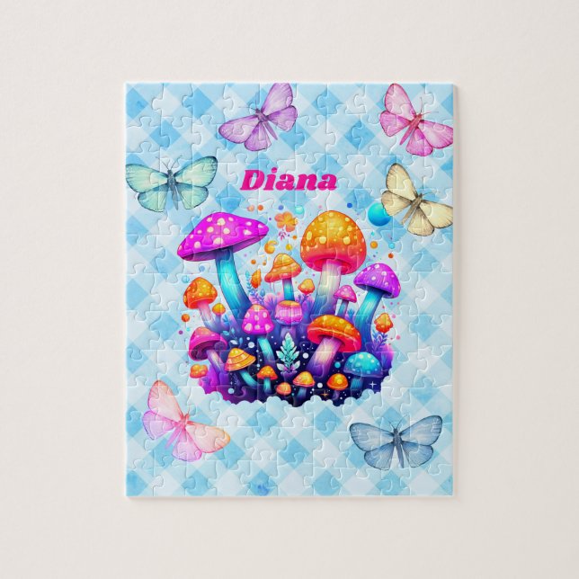 Puzzle Nombre personalizado Mushroom (Vertical)