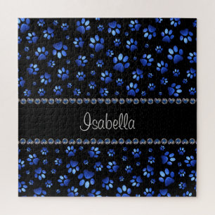Puzzle Nombre personalizado, perras de perro purpurina az