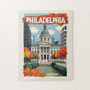 Puzzle Nombre personalizado Retro Filadelfia