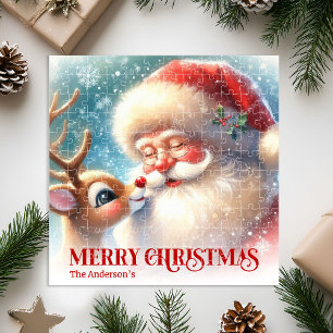 Puzzle Nombre personalizado Santa Rudolph Navidad regalo
