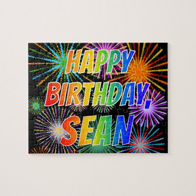 Puzzle Nombre "SEAN", Divertido "FELIZ CUMPLEAÑOS" (Horizontal)