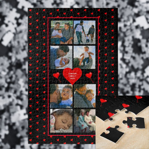 Puzzle Nombre y corazón rojo personalizado de la familia