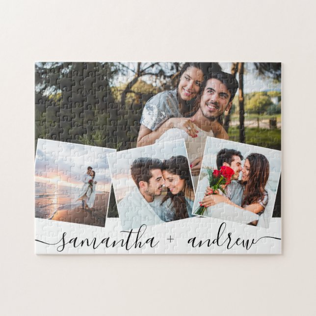 Puzzle Nombres de amor simples 4 foto collage boda keepsa (Horizontal)