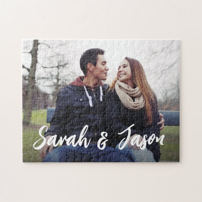 Puzzle Nombres de parejas personalizados y Personalizado  (Horizontal)
