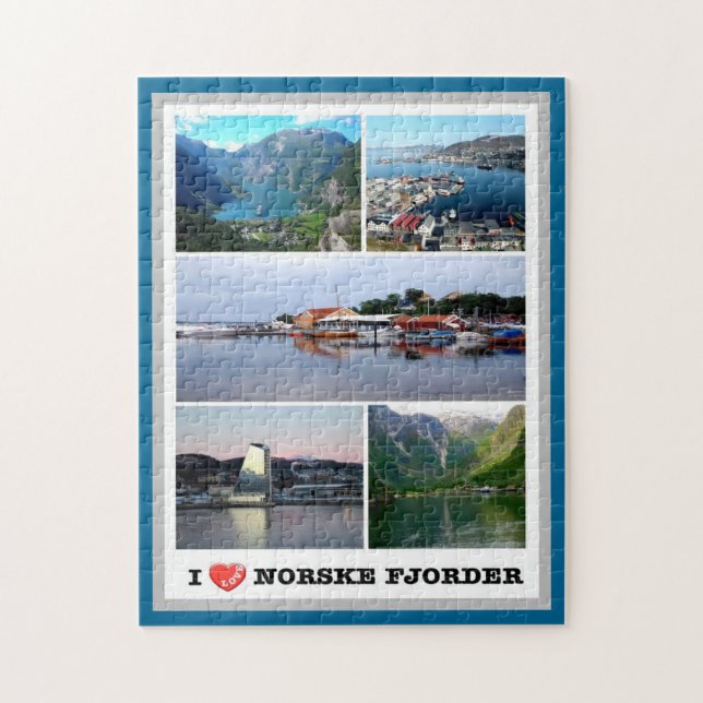 Puzzle Norske Fjorder - Noruega - I Love - (Vertical)