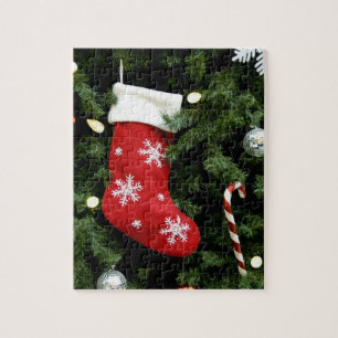 Puzzle Norteamérica. Decoraciones del navidad en árbol.