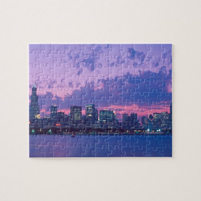 Puzzle Norteamérica, EE. UU., IL. Horizonte de Chicago al (Horizontal)
