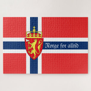 Puzzle Noruega, con escudo de armas, Norge para altid