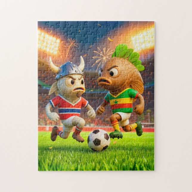 Puzzle Norwegian cod versus Senegal thieboudienne fish so (Vertical)