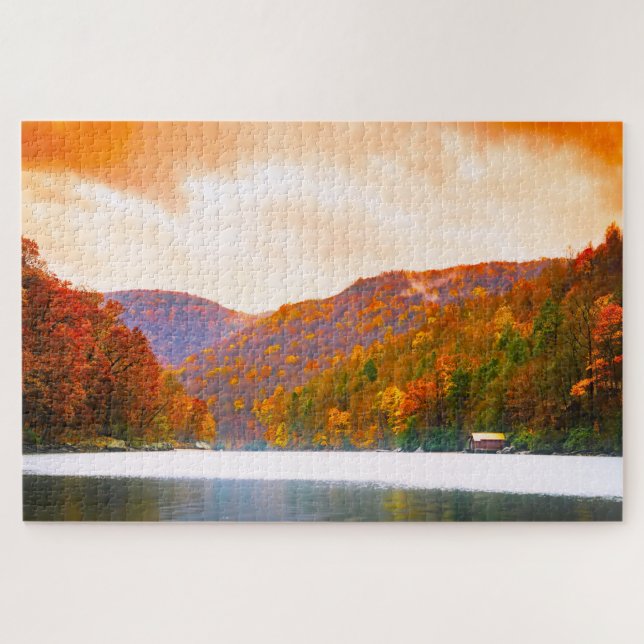 Puzzle Nos encanta Cheat Lake West Virginia. (Horizontal)
