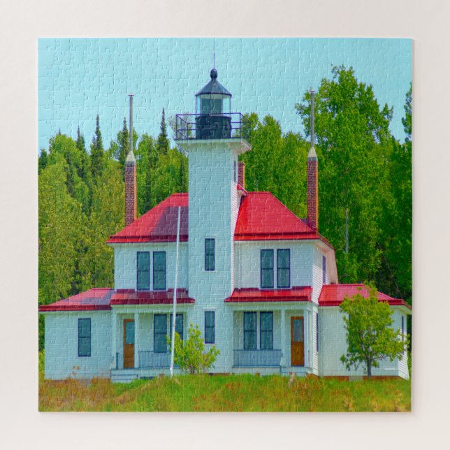 Puzzle Nos encanta Raspberry Island Wisconsin. (Vertical)