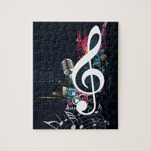 Puzzle Nota y micrófono abstractos de la hendidura (Vertical)