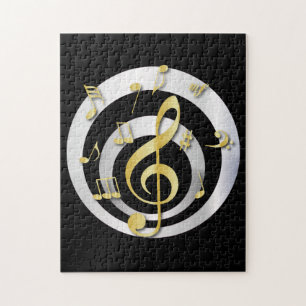 Puzzle Notas Musicales Retro 3D Effect Gold y Silver