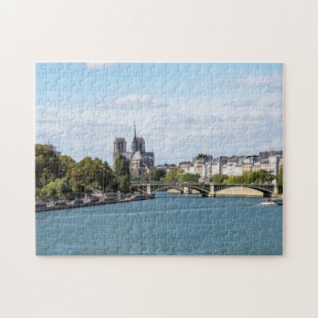 Puzzle Notre Dame de París y el río Sena - Francia (Horizontal)