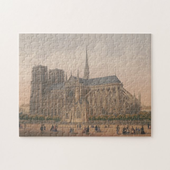 Puzzle Notre Dame, litografía de París de Charles Rivière (Horizontal)