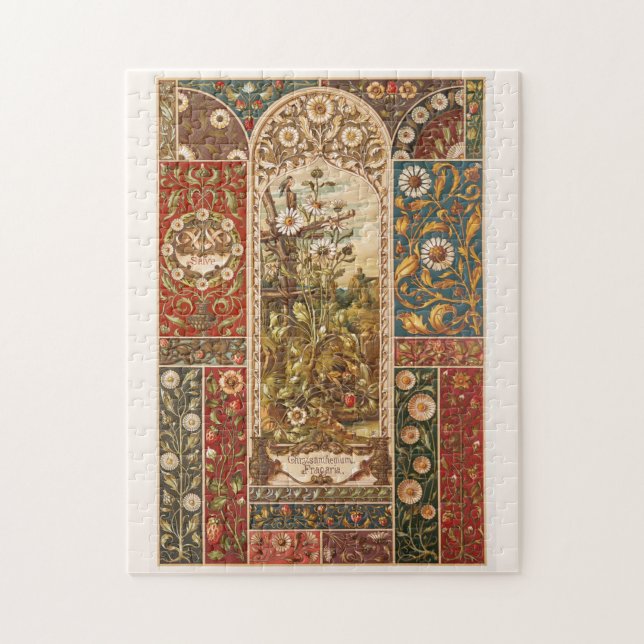 Puzzle Nouveau Art Nouveau flor de estaño floral (Vertical)