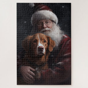 Puzzle Nova Scotia Duck Toller Con Santa Claus Festividad