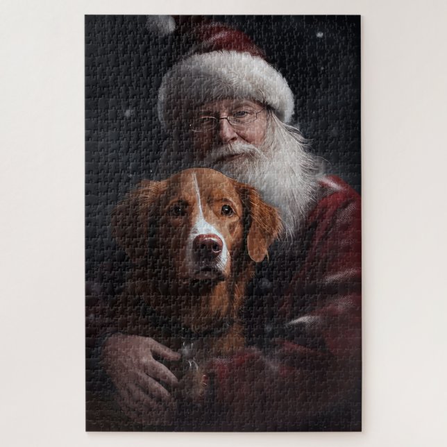 Puzzle Nova Scotia Duck Toller Con Santa Claus Festividad (Vertical)