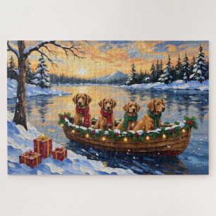 Puzzle Nova Scotia Duck Tolling Retriever Navidad Barco