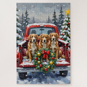 Puzzle Nova Scotia Duck Tolling Retriever Navidad Rojo