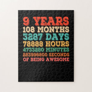 Puzzle Noveno cumpleaños Retro de cosecha de 9 años