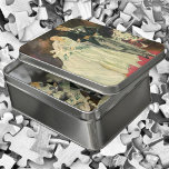 Puzzle Novia Boda y recién casados de arte vintage<br><div class="desc">El amor ilustracion vintage y el romance arte deco imagen con una novia y un novio caminando por el pasillo después de la ceremonia boda. El hombre lleva puesto un esmoquin y la mujer lleva puesto un vestido blanco boda y un ramo de flores de lirio calla. La feliz pareja...</div>