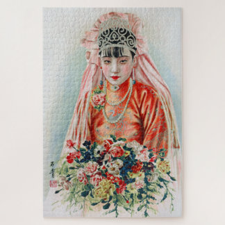 Puzzle Novia de rojo en una boda china en Shanghai