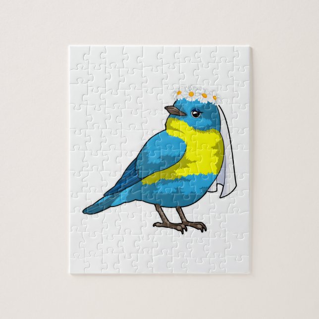 Puzzle Novia pájaro con corona de flores (Vertical)