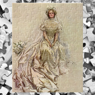 Puzzle Novia Victoriana Vintage, Retrato Nupcial Antiguo