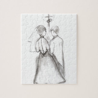 Puzzle Novia y novio ilustrados
