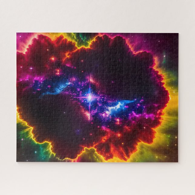 Puzzle Nube De Fantasía De Índigo Cósmico Con Centro Star (Horizontal)