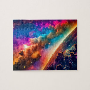 Puzzle Nubes brillantes de arco iris cósmico en el espaci