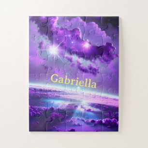 Puzzle Nubes de nebulosa violeta púrpura cósmicas en el e