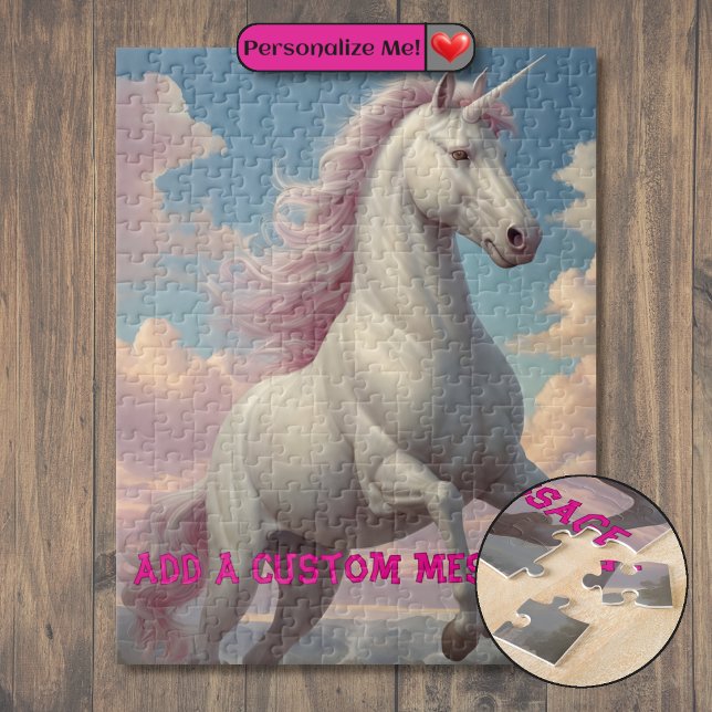 Puzzle Nubes de Unicornio Blanco Personalizadas (White Unicorn Clouds Jigsaw Puzzle)
