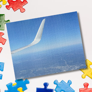 Puzzle Nubes del ala del avión Cielo azul Foto Aviación