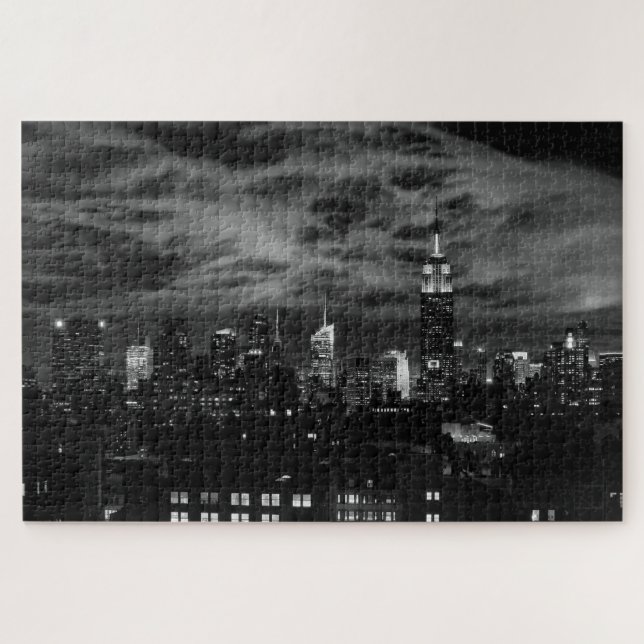 Puzzle Nubes etéreas: NYC Skyline, ESB Blanco y Negro (Horizontal)