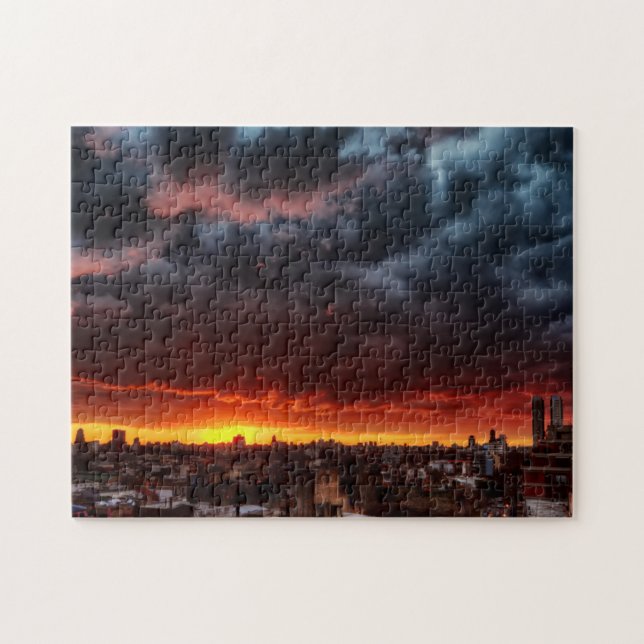 Puzzle Nubes, puesta del sol y rojo (Horizontal)
