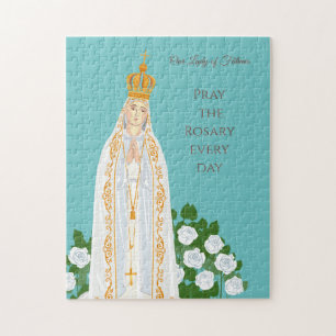 Puzzle Nuestra Señora de Fátima y rosas blancas