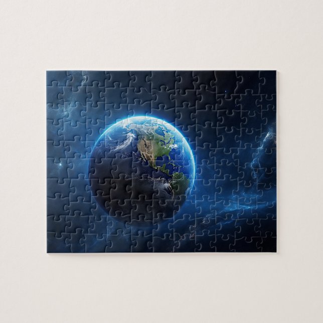 Puzzle Nuestro hogar zafiro en el espacio (Horizontal)