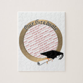 Puzzle Nuestro tapón de graduación con marco dorado