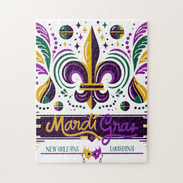 Puzzle Nueva Orleans Mardi Gras color verde púrpura (Vertical)