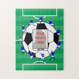 Puzzle Nueva pelota y jugadores de fútbol personalizados