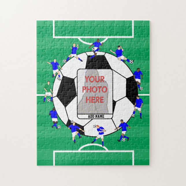 Puzzle Nueva pelota y jugadores de fútbol personalizados (Vertical)
