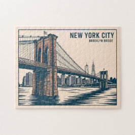 Puzzle Nueva York Brooklyn Bridge Skyline Bold Retro Trav