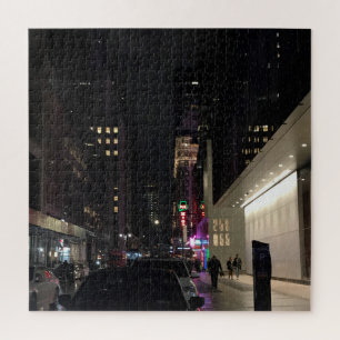 Puzzle Nueva York City Night Neon Lights Manhattan NYC