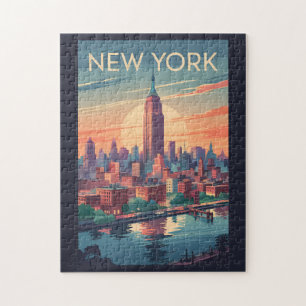 Puzzle Nueva York City Skyline Travel Art Vintage