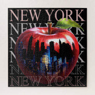 Puzzle Nueva York La Gran Manzana Fruta Silueta Ciudad