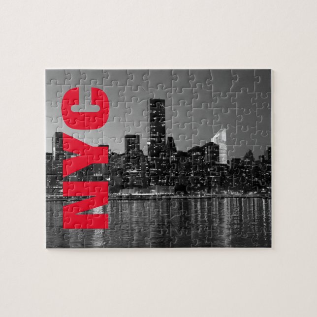 Puzzle Nueva York Nueva York Manhattan Night Black White (Horizontal)